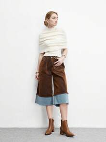 CUCCOO BIZCHIC Botas de tobillo y botas cortas de mujer con puntera puntiaguda, banda elástica blanca y tacón grueso, clásicas y apropiadas para ir al trabajo