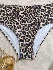 SHEIN Bộ bikini dệt kim họa tiết da báo và ngôi sao dành cho bé gái tuổi teen, đồ bơi thời trang, thanh lịch, phù hợp cho bơi lội, kỳ nghỉ, mùa hè. Bikini họa tiết da báo, bikini họa tiết động vật, đồ bơi họa tiết da báo cho tuổi teen, bikini cạp cao họa tiết da báo, bikini họa tiết da báo, bikini họa tiết động vật hai mảnh. - Màu vàng - Xem 6