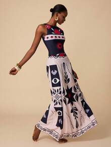 Swim Oasis 女士印花连体泳衣和裙子套装，夏季度假 - 彩色 - 查看 4