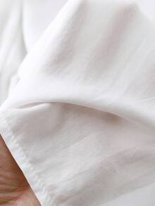 Linhara 大码刺绣舒适亚麻中长袖衬衫波西米亚风雪纺女式衬衫波西米亚风上衣大码女式夏季衬衫波西米亚风女式上衣 - 白色 - 查看 3