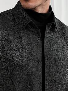 Core Aspect قميص كاجوال بأكمام طويلة ذو ملمس لامع أسود للرجال - الأسود - مشاهدة 2