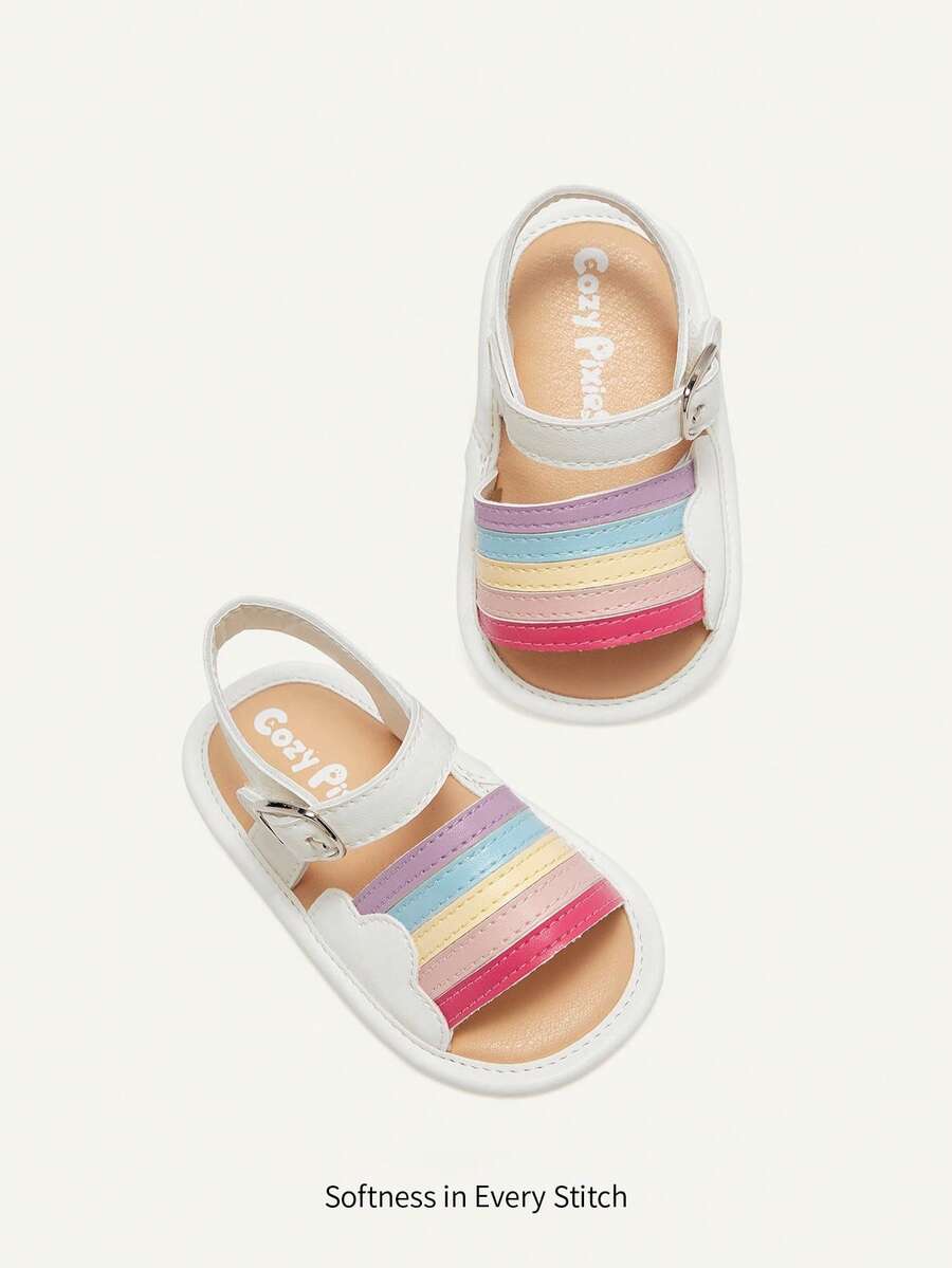 Cozy Pixies 可爱彩虹白云朵婴儿户外凉鞋 - 白色 - 查看 1