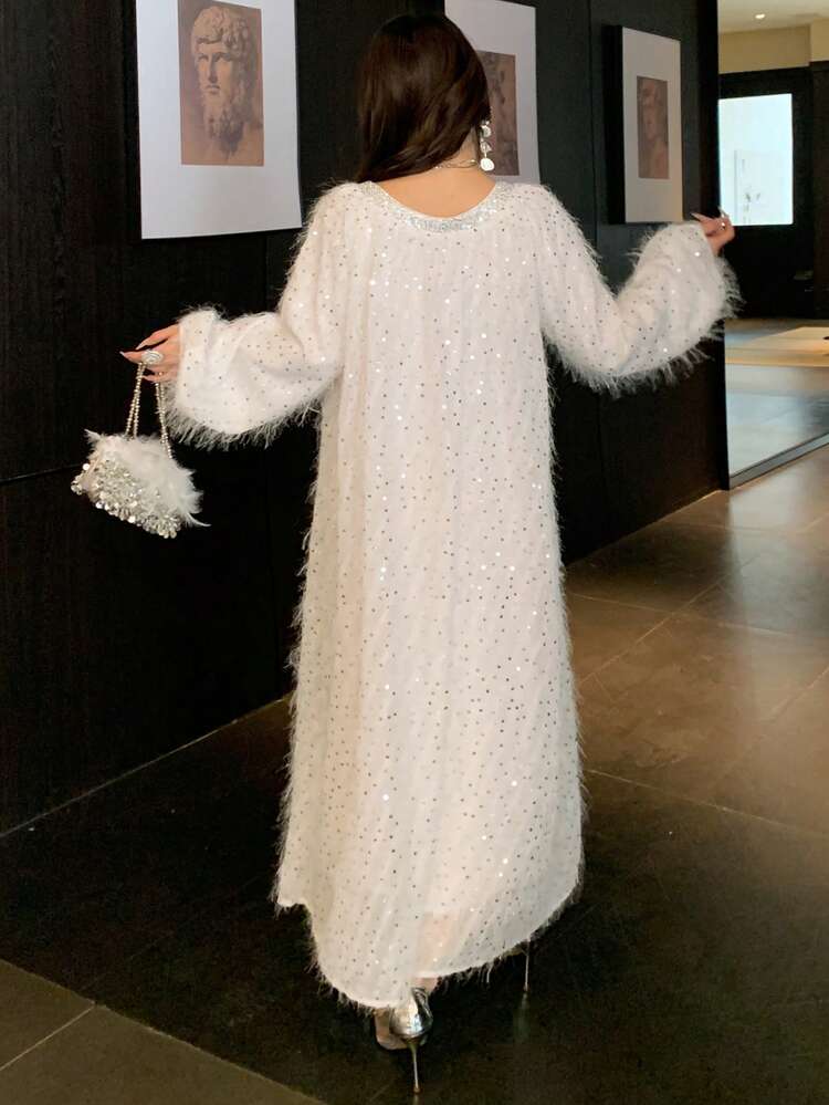 Women's Elegant Sequin Embellished Dress, Spring/Summer Wedding Guest Dress Sparkly Dress Sundress