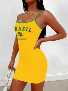 Rovax Y2K巴西印花吊带连衣裙，夏季修身派对女装 - 彩色 - 查看 4