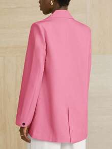 Aveloria Modichic Women's Business Style Solid Color Double-Breasted Blazer Jacket For Commuting, Autumn  - Pink - View 2