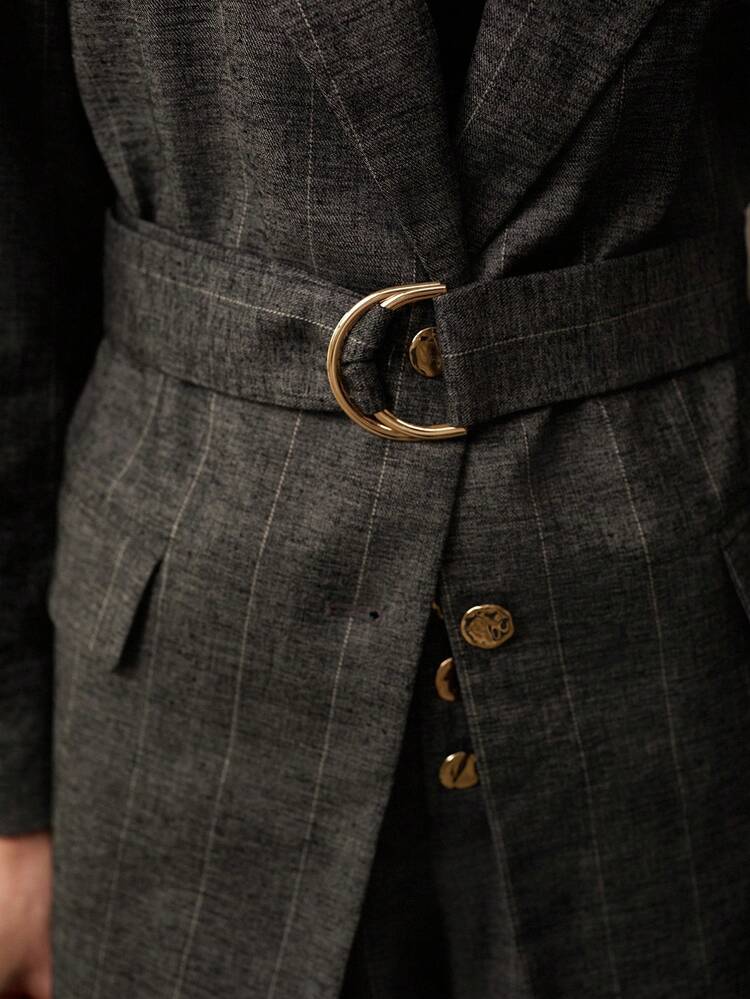 WOMEN'S LINEN WOVEN LAPEL COLLAR BLAZER, SPRING/SUMMER