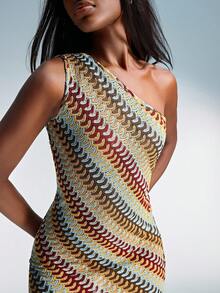 GENKIRA Robe mini sans manches en crochet de style vintage français décontracté - Multicolore - Voir 5