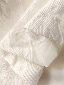 DAZY 女士优雅纹理蕾丝圆领上衣和A字裙两件套，春夏款 - 米色 - 查看 7