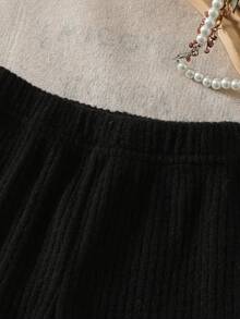 SHEIN Baby Unisex Infant Toddler 0-3Y Elegant Camel Color Heart Print Long Sleeve Cardigan Top And Solid Black Pants Set, Black Bow Accent, Suitable For Outings, Casual, Party - Multicolor - View 7