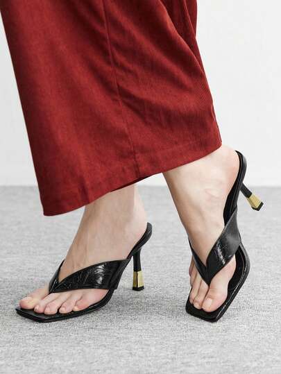 CUCCOO BIZCHIC Women's Black High Heel Shoes, Flip Flops