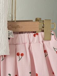 Souflis Souflis 2pcs/Set Baby Girl Spring&Summer Casual Style Bowknot-Shape Embroidery Sleeveless Top&Short Pleated Skirt - Multicolor - View 9