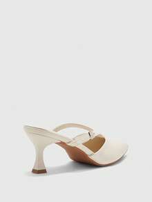 CUCCOO BIZCHIC Women's Fashion Pointed Toe PU Material Slip-On Kitten Heel Pumps, Suitable For Daily Commute, Work, Party Valentine's Day - Beige - View 8