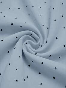 Reflora Plus Size Notch Neck Petal Sleeve Heart Print Minimalist Top Valentines - Baby Blue - View 9