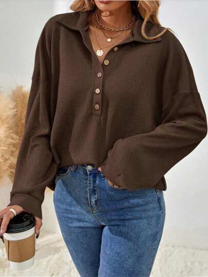 EMERY ROSE 大码休闲纯色落肩宽松卫衣