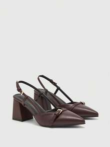 CUCCOO BIZCHIC Giày cao gót mũi nhọn màu đỏ tía cổ điển dành cho nữ, kiểu dáng slip-on, đa năng cho đi làm, hẹn hò, dự tiệc, kỳ nghỉ, đám cưới, Giáng sinh, Ngày lễ tình nhân, mùa xuân. - Màu nâu sáng - Xem 7