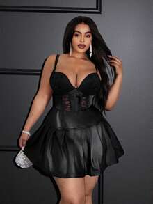 Slaydiva 2026 New Style/Easter/Western/Holiday New Year Valentine's Day Sexy/Streetwear For Women/Gyaru High Waist Stretchy Black PU Mini Skirt Plus Size Summer - Black - View 9