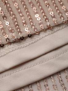 DAZY Women's Elegant Sequin V-Neck Ruffle Sleeve Dress, Summer Carnival Wedding Guest Dress Sparkly Dress Maxi Dress Sundress - Apricot - View 9