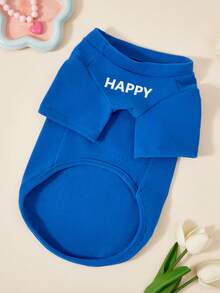 PETSIN Pet Dog Birthday Party Vest Cute Teddy T-Shirt Letter Print Puppy Clothes Yorkshire Soft Two Legs Dress No Hat - Blue - View 7