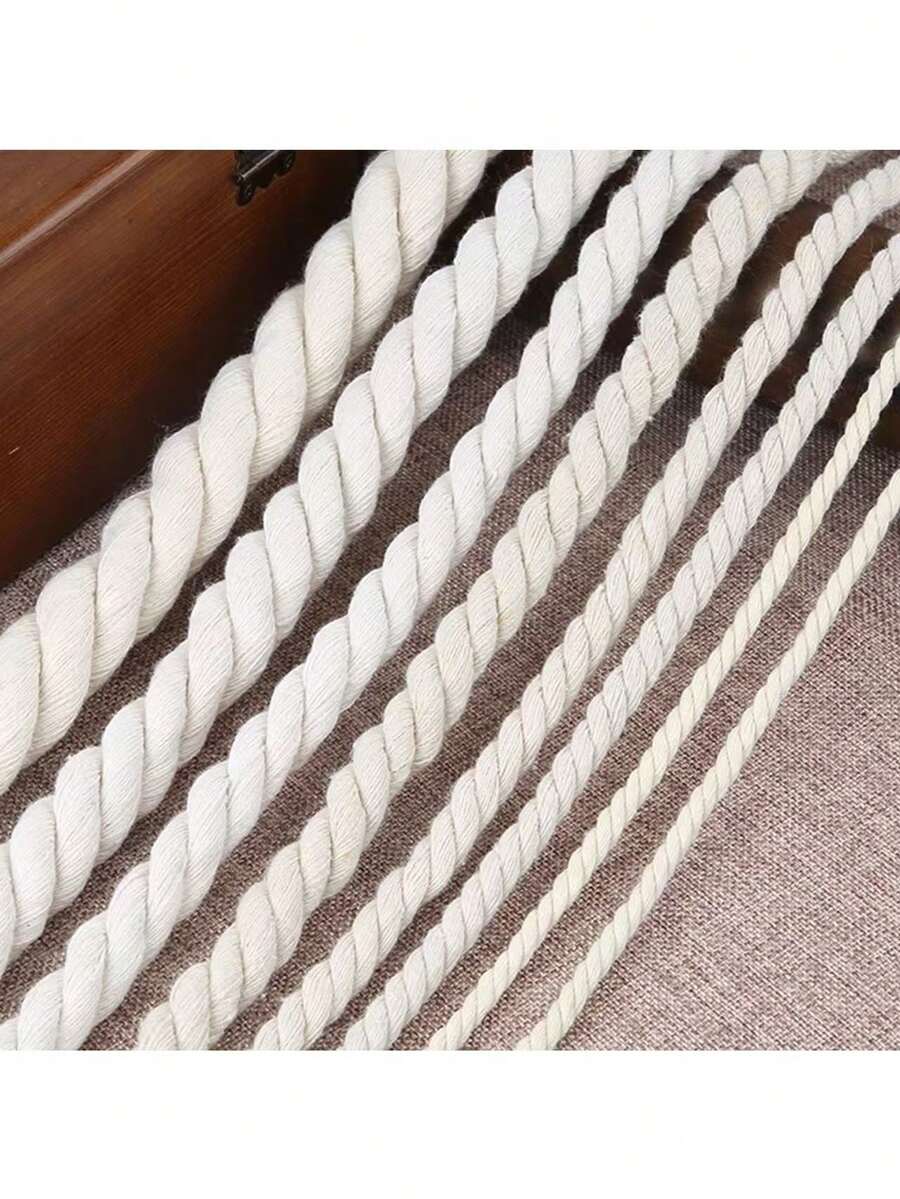1/2/3/4/5/6毫米，10米，天然棉麻绳，扭绳工艺品，手工DIY，挂毯绳，装饰标签绳，可手工编织棉绳流苏墙饰，家居纺织品派对装饰 - 白色 - 查看 1