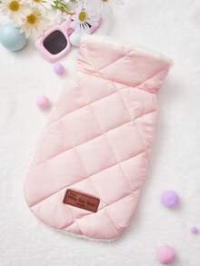 PETSIN 1件装二合一可爱保暖内衬宠物外套，带牵引绳，适合秋冬季穿着 - 粉色 - 查看 1