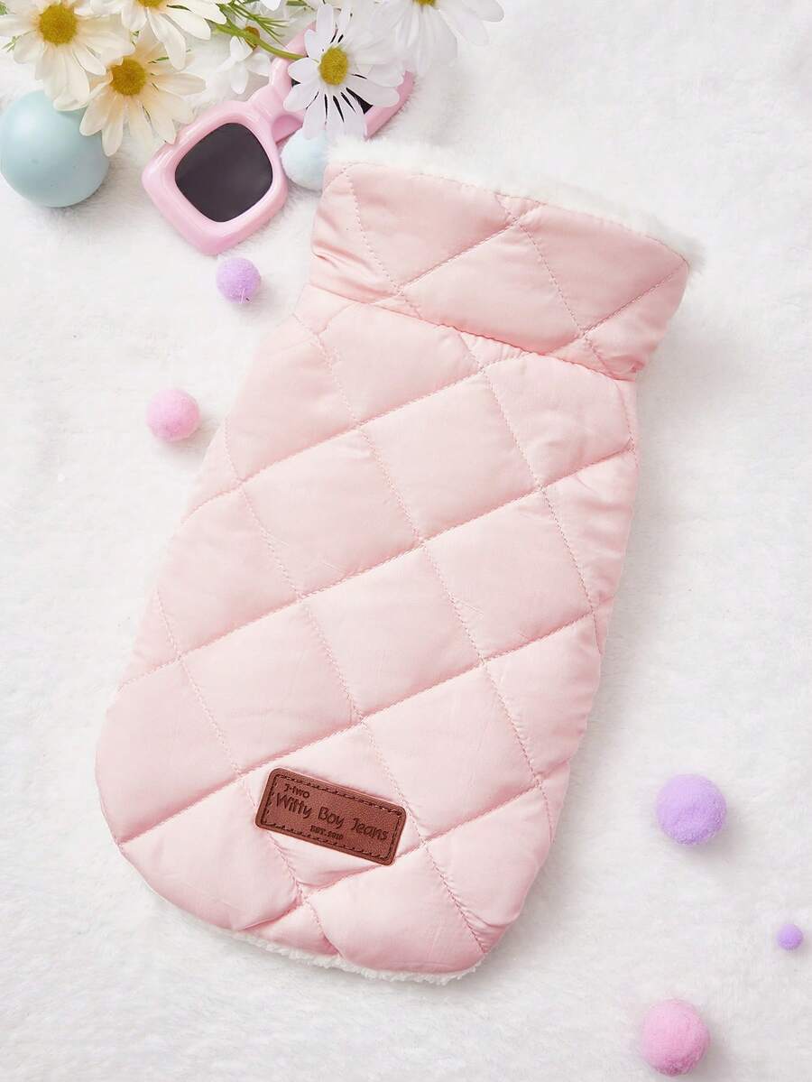 PETSIN 1件装二合一可爱保暖内衬宠物外套，带牵引绳，适合秋冬季穿着 - 粉色 - 查看 1