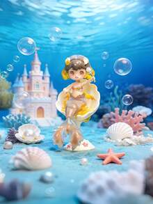 POKOJA LAND 盲盒（非毛绒填充），适合作为节日礼物送给朋友，海底美人鱼城堡盲盒人偶 - 共7款（6款常规款+1款隐藏款），ABS材质收藏玩具，饰以珊瑚/珍珠，送给亲朋好友的贴心礼物，人偶收藏家的独特装饰品，时尚的海洋主题角色套装，适合摆放在架子/桌面上，可爱的美人鱼玩偶，适合爱好者和展示爱好者。 - 潮玩盲盒 - 查看 7