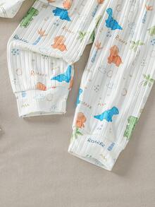3pcs Newborn Infant Unisex Outfit Set - Cute Dinosaur Print Top, Pants And Bib, Soft Textured Fabric, Suitable For Home, Outings, Vacation, Photography, Autumn/Winter Clothing For 0-3 Years Old Baby Boys And Girls Dinosaur Baby Boy Clothes Boy Baby Casual Sets Baby Boy Clothes Baby Boy Clothes Boy Clothes Sets Unisex Fall Baby Outfit Dinosaur Outfit Baby Boy Cozy Pixies Baby Boys Set - Multicolor - View 8