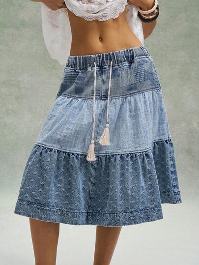 Bohemela 休闲梭织牛仔低腰宽松女裙