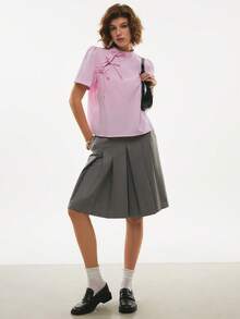 Poéselle 女士休闲格子系带泡泡袖衬衫，夏季 - 彩色 - 查看 6