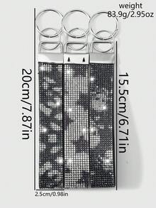 ROMWE Goth 3款全新Y2K酷炫甜美复古个性高感粉色豹纹星星/黑白骷髅星点/彩色鹿纹虎纹豹纹亮面镶钻尼龙腕带DIY素圈钥匙扣配件包包挂件，组合套装，适合姐妹、女友、朋友、女孩和女士日常佩戴、节日礼物 - 多色-3 - 查看 15