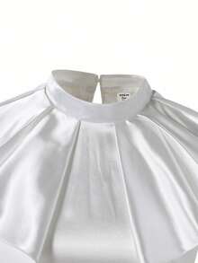 SHEIN 2pcs/Set Elegant Teen Girls Asymmetric Ruffle Collar Blouse + 3D Floral Textured Skirt Suit, Princess Dress Set