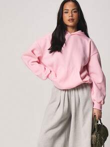 MISSGUIDED Women Oversized Pink Hoodie With Hot Girls Club Cherry Print Back Graphic Long Sleeve Drawstring Pullover Sweatshirt For Casual Fall Winter - Pink - View 5