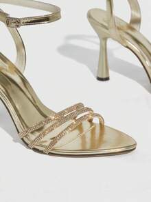 CUCCOO SZL Women's Pointed Toe Rhinestone Buckle Design Fashionable Elegant High Heel Sandals Valentine's Day