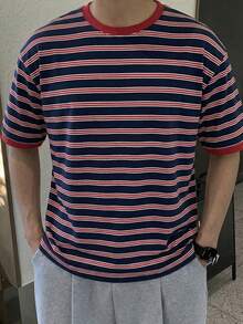 DAZY Men's Casual Striped Crew Neck Short Sleeve T-Shirt, Summer - Multicolor - View 5