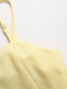 SHEIN Girlism Tween Girl Solid Color Back Bow Decor Spaghetti Strap Dress - Yellow - View 5