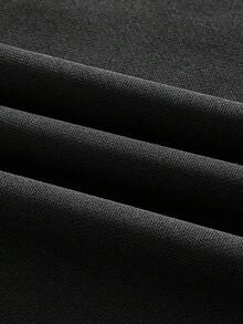 Officeau 男士休闲百搭日常通勤简约印花圆领短袖卫衣，春秋季/夏季 - 黑色 - 查看 6