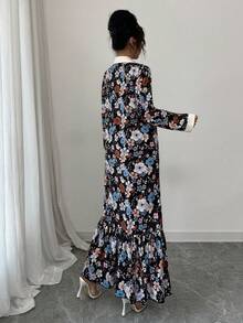 Lacomfia Women's Printed Contrast Color Casual H-Line Spring/Summer Dress - Black - View 2