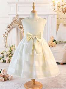 SHEIN Đầm không tay cổ tròn thanh lịch, thời trang dành cho bé gái tuổi teen - trắng - Xem 9