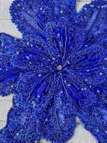 29cm X 28cm 3D Multi-Layer Computer Embroidered Crystal Beaded Flower Applique Craft DIY Sewing Accessory - Black - View 4