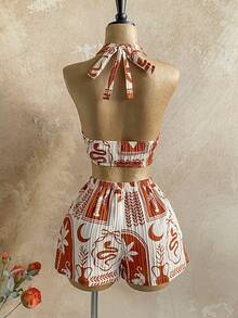 Soleia 新款热带拼布两件套，适合派对、约会、情人节、复活节、狂欢节、下午茶、海滩、邮轮、城市度假、波西米亚风、浪漫花卉等场合 - 彩色 - 查看 2