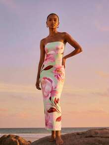 CAJUNI Tropical Vacation Romantic Huge Floral Print Long Dress - Multicolor - View 4