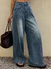 DAZY Women's Low Waist Loose Baggy Ripped Jeans, Casual Street Style Denim Pants - Medium Wash - View 5