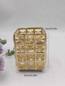 金色水晶化妆刷工具收纳架化妆品收纳笔筒，适用于度假海滩、浴室、卧室等场合，大容量 - 金色 - 查看 8