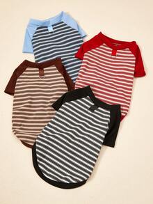 PETSIN 1 Cat Autumn And Winter Clothes Striped Clothing, French Style Teddy Bear, Versatile Base Shirt, Suitable For Winter - Blue - View 3