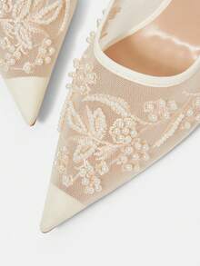 CUCCOO HITCHD Women's Mid Heel Pointed Toe Pumps, Party Shoes Valentine's Day Elegant Shoes - White - View 6