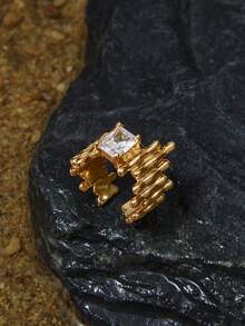 Opalesca 女士开口戒指，珍珠/水晶，18K镀金，适合夏季/海滩/舞会/派对/假日/度假、订婚/结婚/承诺等场合，送给妈妈/女士/女孩/母亲 - 金色 - 查看 2