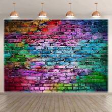 2D霓虹彩色背景横幅，仿砖墙设计多色霓虹背景，非常适合派对、拍照亭、婚礼、生日装饰 - 彩色 - 查看 6