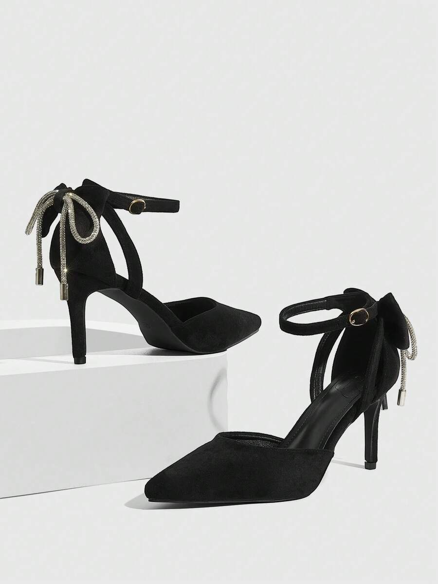 CUCCOO SZL 新款春秋季黑色尖头镂空蝴蝶水钻装饰细高跟女式礼服鞋 - 黑色 - 查看 1