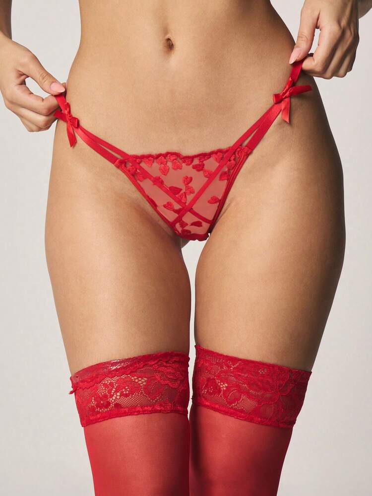 MISSGUIDED Floral Mesh Balconette Bra Set With Tie Bow Panty