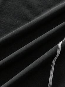 AXEPEAK Men's Casual Letter Graphic Round Neck Short Sleeve T-Shirt, Summer - Black - View 5